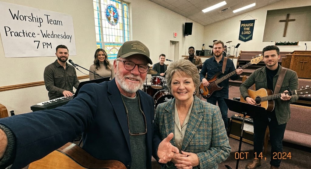 Wendy and Darryl with the worship team